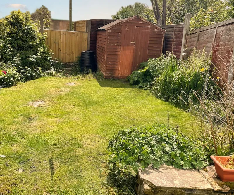 The private south-facing back garden