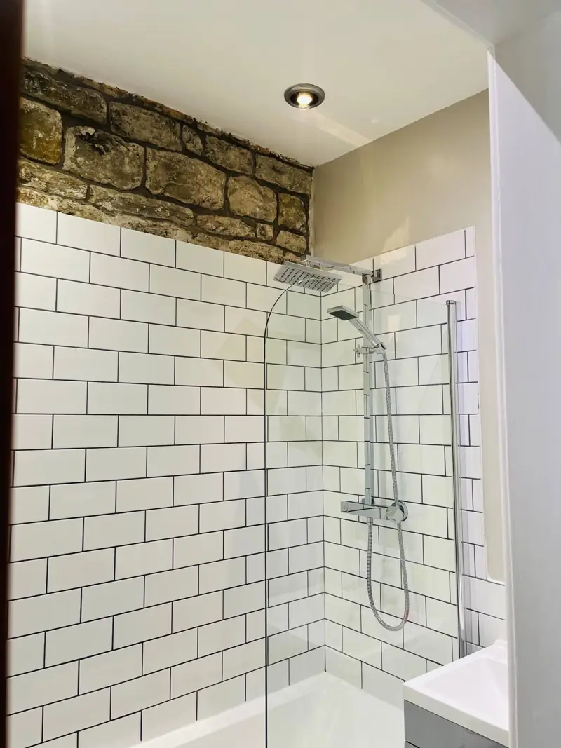 Rain shower over the bath